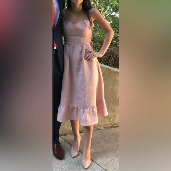 Reformation Eileen Midi Dress in Blush Size 2 - Picture 3 of 7